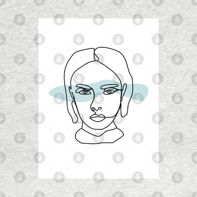 Minimal Line Drawing Female Face by Art Designs